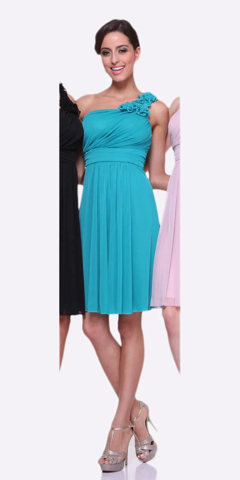 CLEARANCE - Cinderella Divine 3909 One Shoulder Chiffon Dress (Size 2XL)