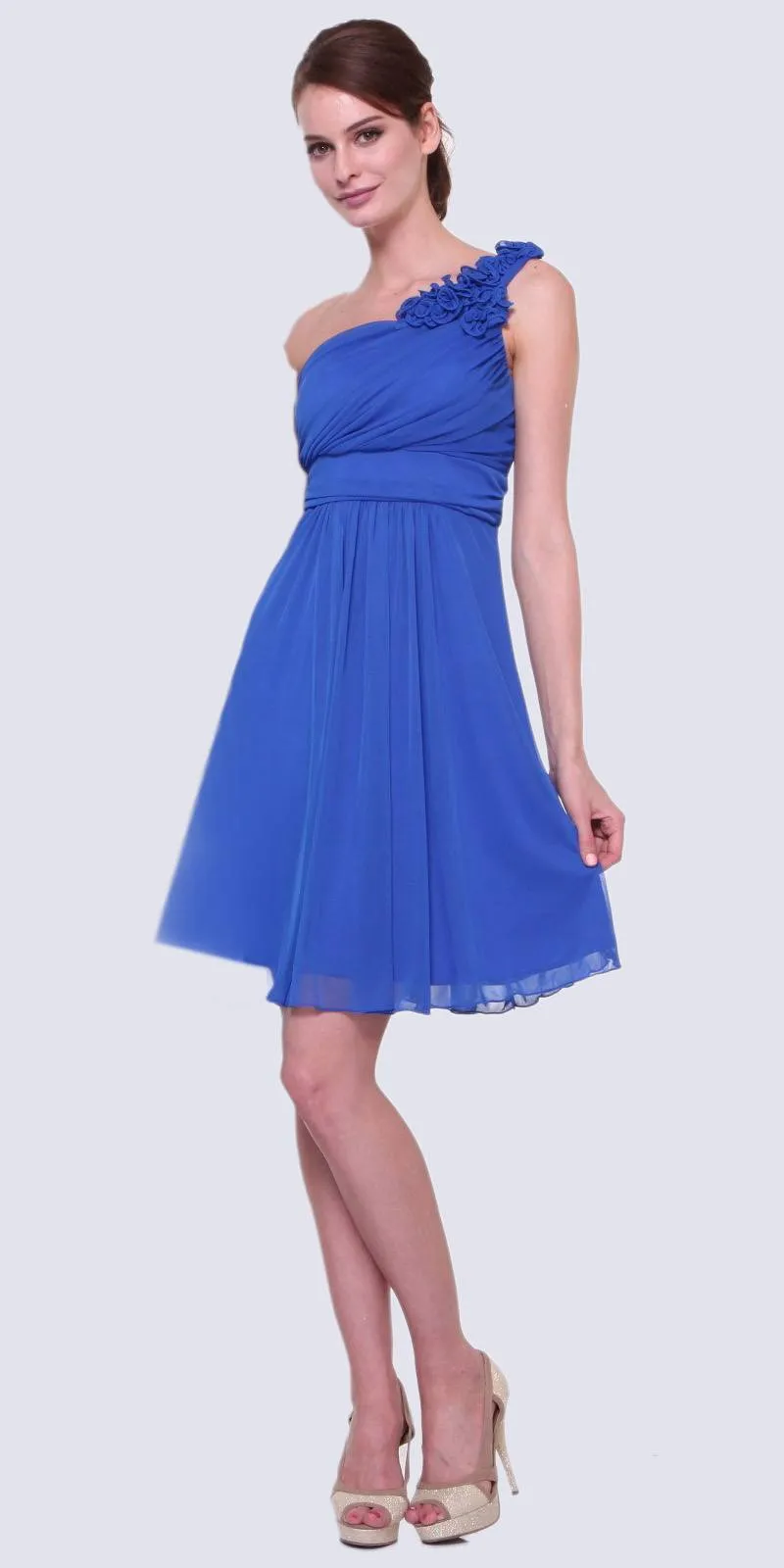 CLEARANCE - Cinderella Divine 3909 One Shoulder Chiffon Dress (Size 2XL)