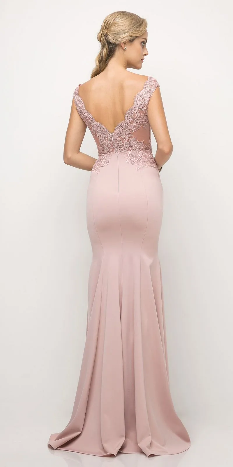CLEARANCE - Cinderella Divine 770 V-Neckline Lace Bodice Evening Gown (Size S)