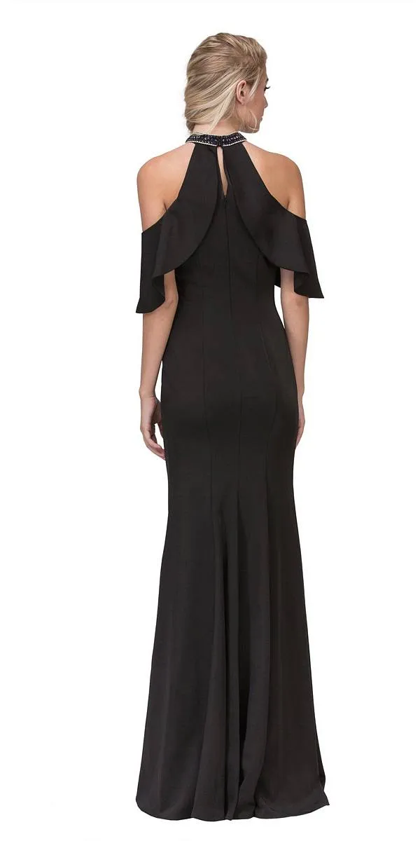 CLEARANCE - Eureka 6110 Cold Shoulder High Neckline Mermaid Gown (Size XS)