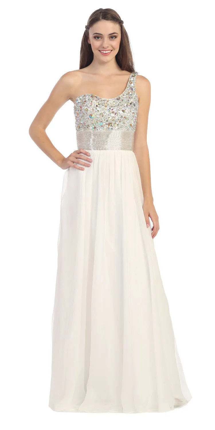 CLEARANCE - Eureka Fashion 2401 One Shoulder Corset A-Line Long Ball Gown (Size 2XL)