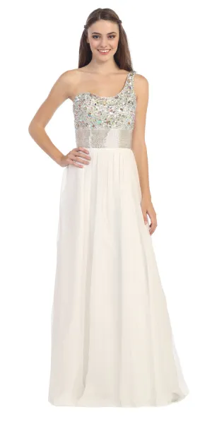 CLEARANCE - Eureka Fashion 2401 One Shoulder Corset A-Line Long Ball Gown (Size 2XL)