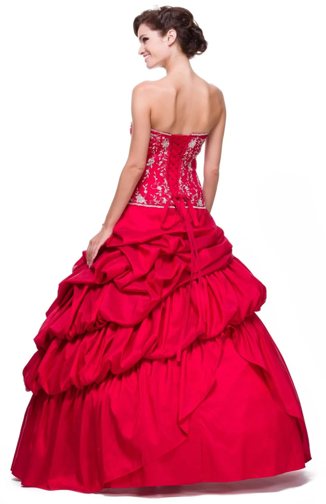 CLEARANCE - Juliet 302 Poofy Taffeta A-Line Strapless Embroidered Bodice Quinceanera Dress