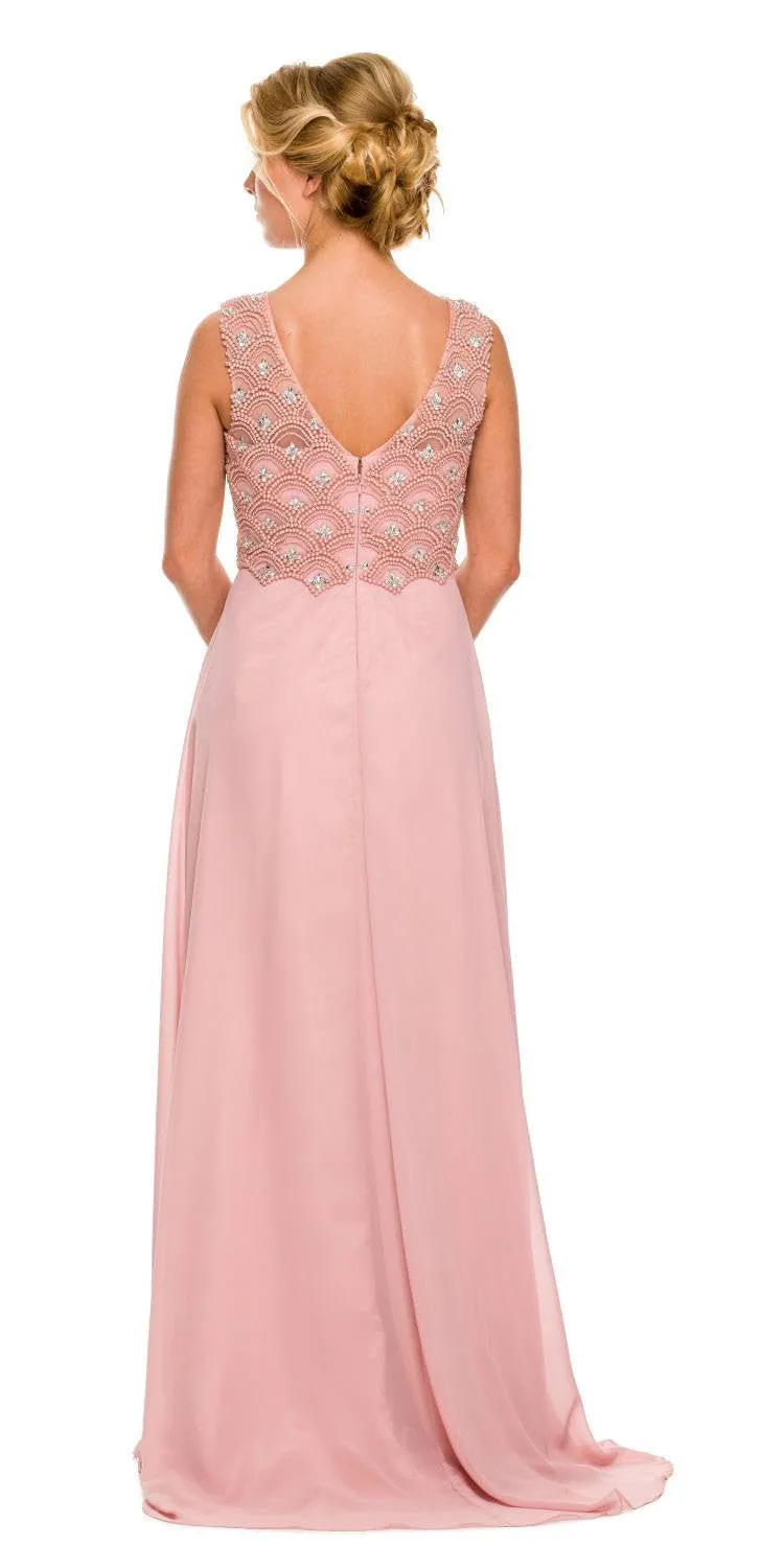 CLEARANCE - Juliet 590 Floor Length Chiffon Formal Gown Cap Sleeve (Size 2XL)