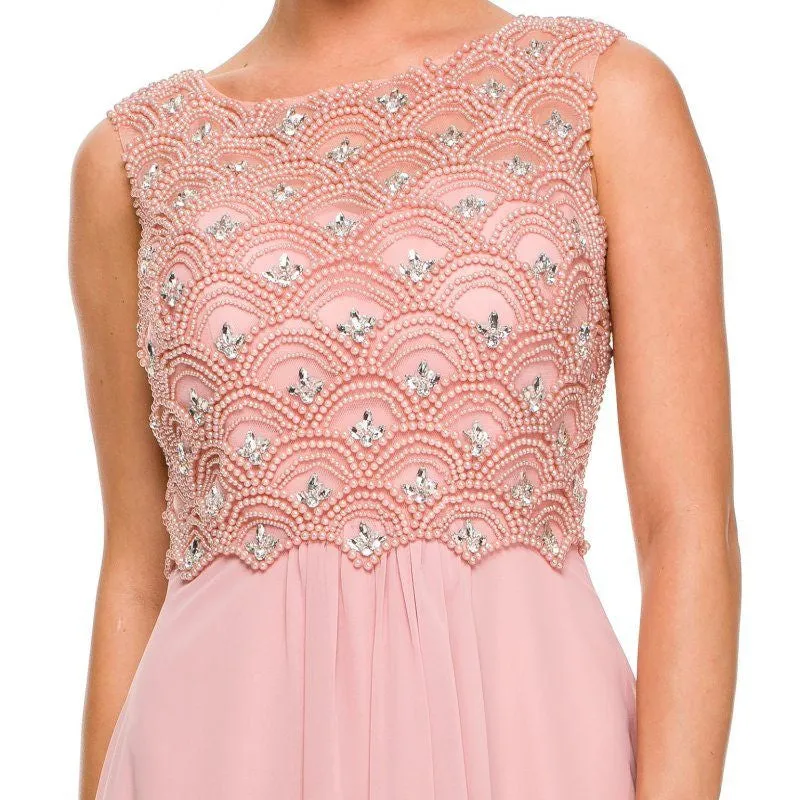CLEARANCE - Juliet 590 Floor Length Chiffon Formal Gown Cap Sleeve (Size 2XL)