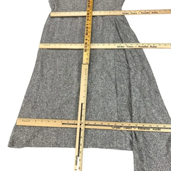 COA Sweater Dress Women's Large Gray Heather Knit Flowy Draped Hem Crew Neck