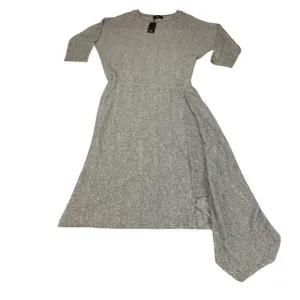 COA Sweater Dress Women's Large Gray Heather Knit Flowy Draped Hem Crew Neck