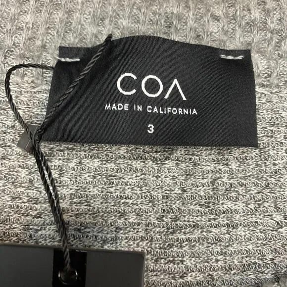 COA Sweater Dress Women's Large Gray Heather Knit Flowy Draped Hem Crew Neck