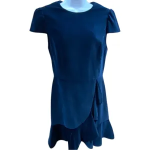D-219 Alice and Olivia Blue Velvet Dress Enid Draped Ruffle