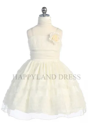 D3489 Rosette on Soft Tulle Dress (5 Diff. Colors)