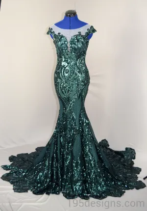 Dark Green Mermaid Wedding Dress