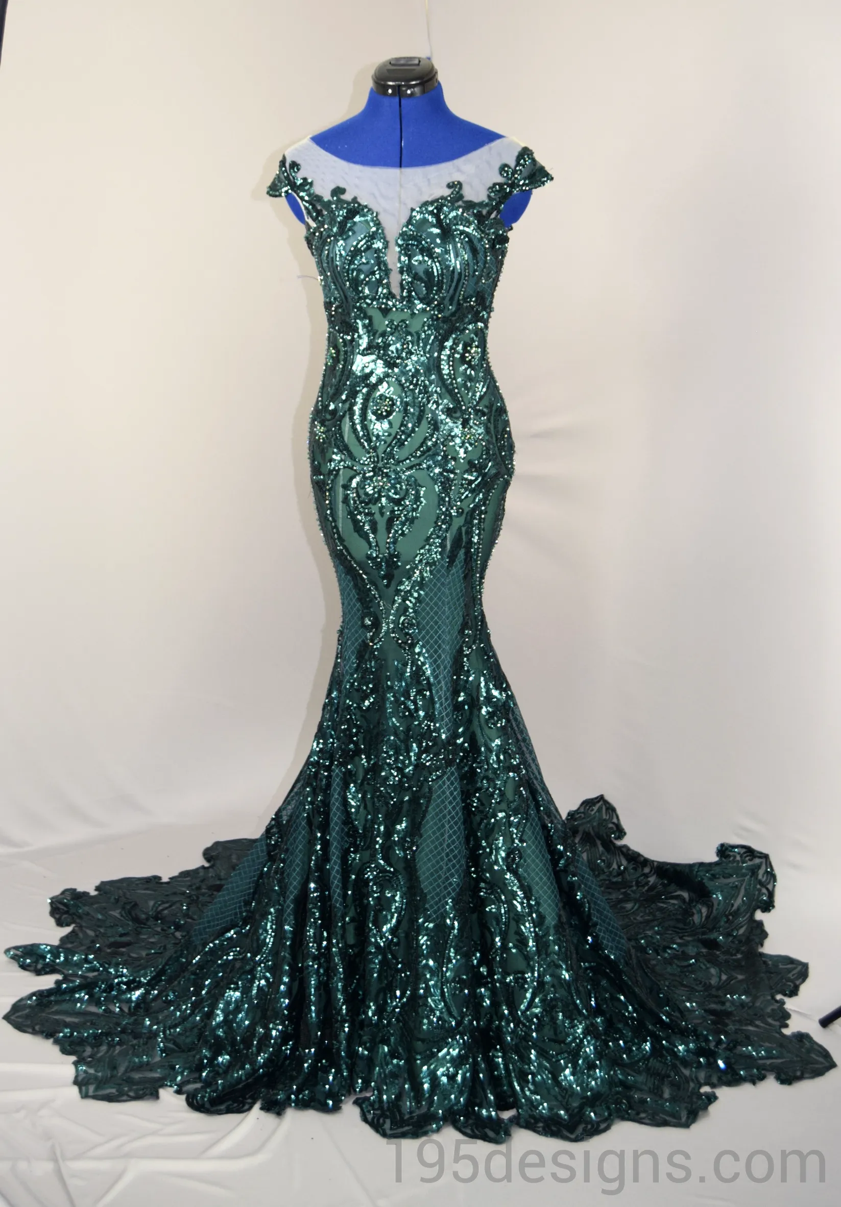 Dark Green Mermaid Wedding Dress