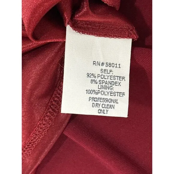 David Meister Dress Draped Front Burgundy Midi Cocktail Vintage Classic Size 18W