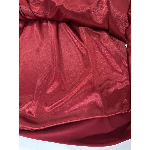 David Meister Dress Draped Front Burgundy Midi Cocktail Vintage Classic Size 18W