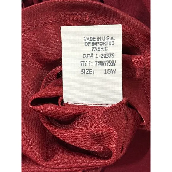 David Meister Dress Draped Front Burgundy Midi Cocktail Vintage Classic Size 18W