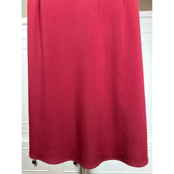 David Meister Dress Draped Front Burgundy Midi Cocktail Vintage Classic Size 18W