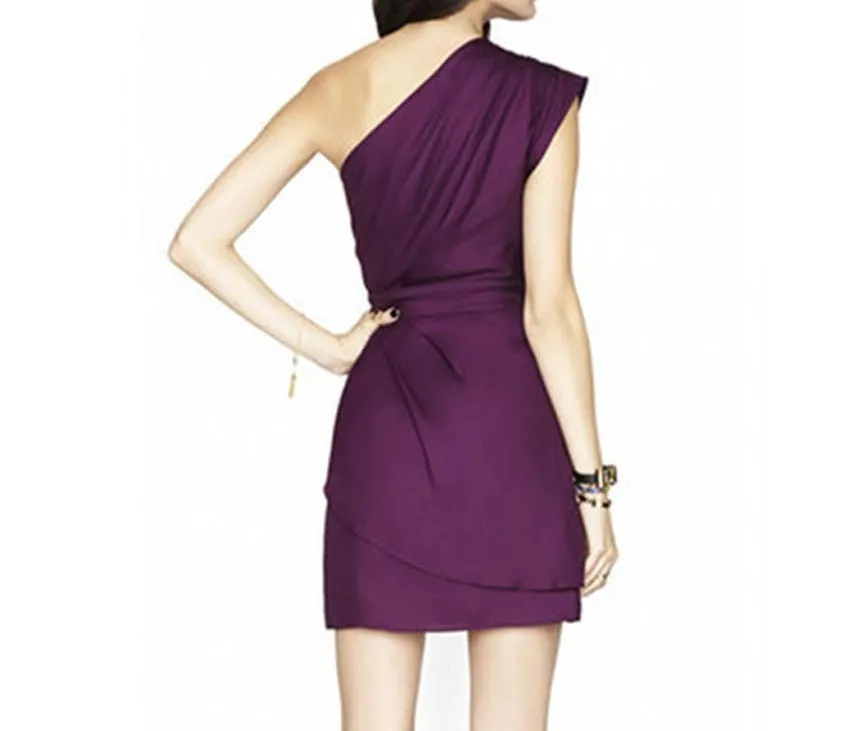 Deep Purple One-Shoulder Cocktail Dress