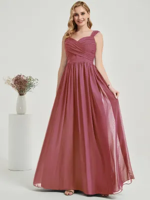 Desert Rose Sweetheart Backless Chiffon Floor-Length Bridesmaid Dress