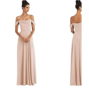 Dessy Collection Lux Chiffon Off the Shoulder Special Occasion Dress Bridesmaid