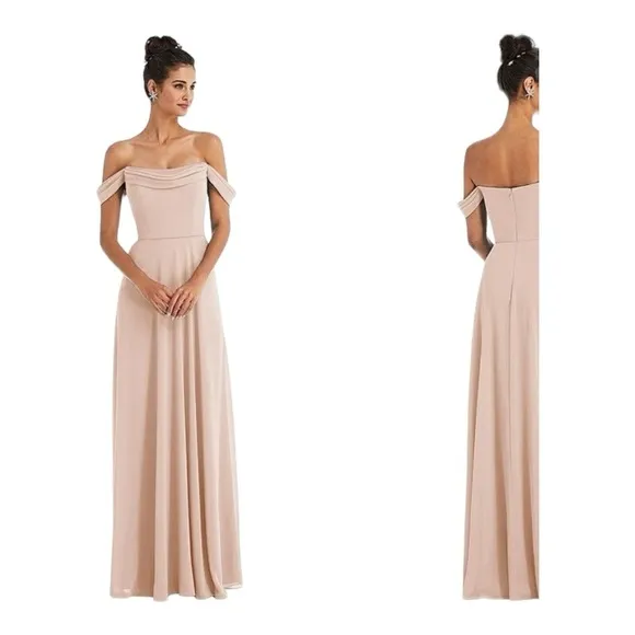 Dessy Collection Lux Chiffon Off the Shoulder Special Occasion Dress Bridesmaid