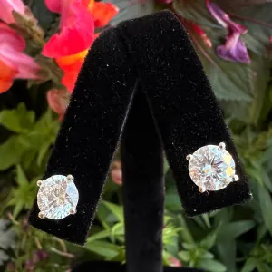 Diamond Stud Earrings 14K White Gold 3.12 Total Carats