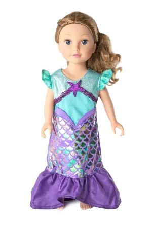Doll Dress Purple Sparkle Mermaid