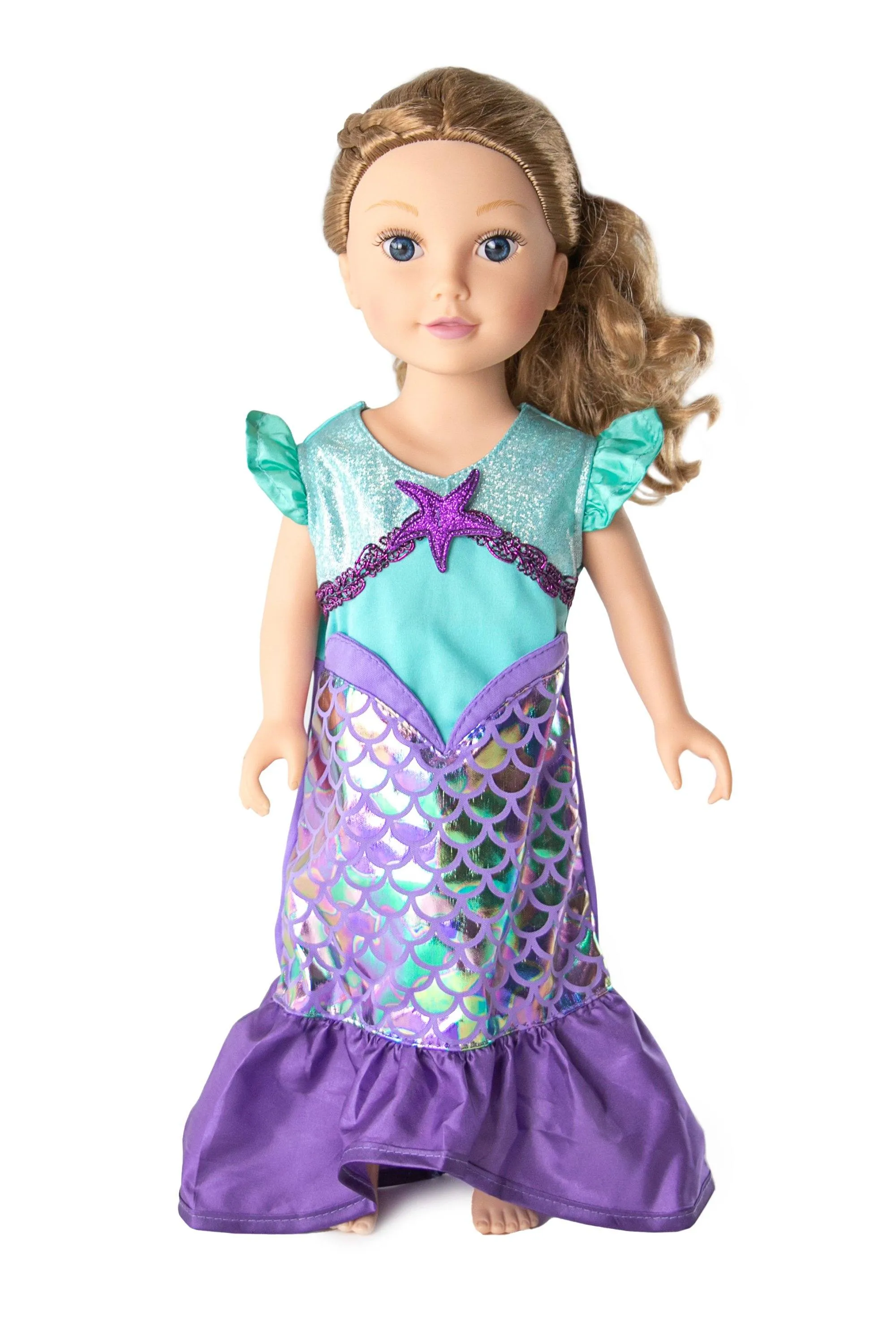 Doll Dress Purple Sparkle Mermaid