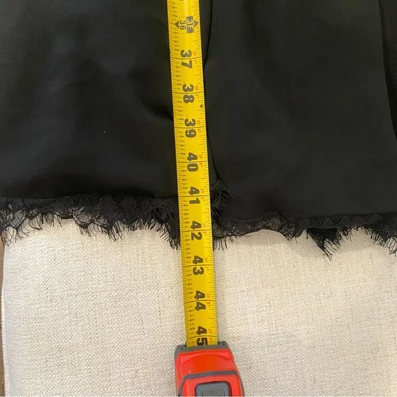 Dress The Population Black One Shoulder Midi Cocktail Flowy Dress Raw Hem Sz XS