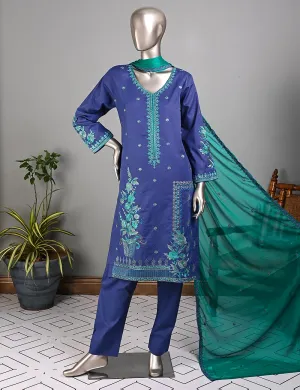ECT-1C-Blue - SAMSONITE | Un-stitched Cotton Embroidered Lawn