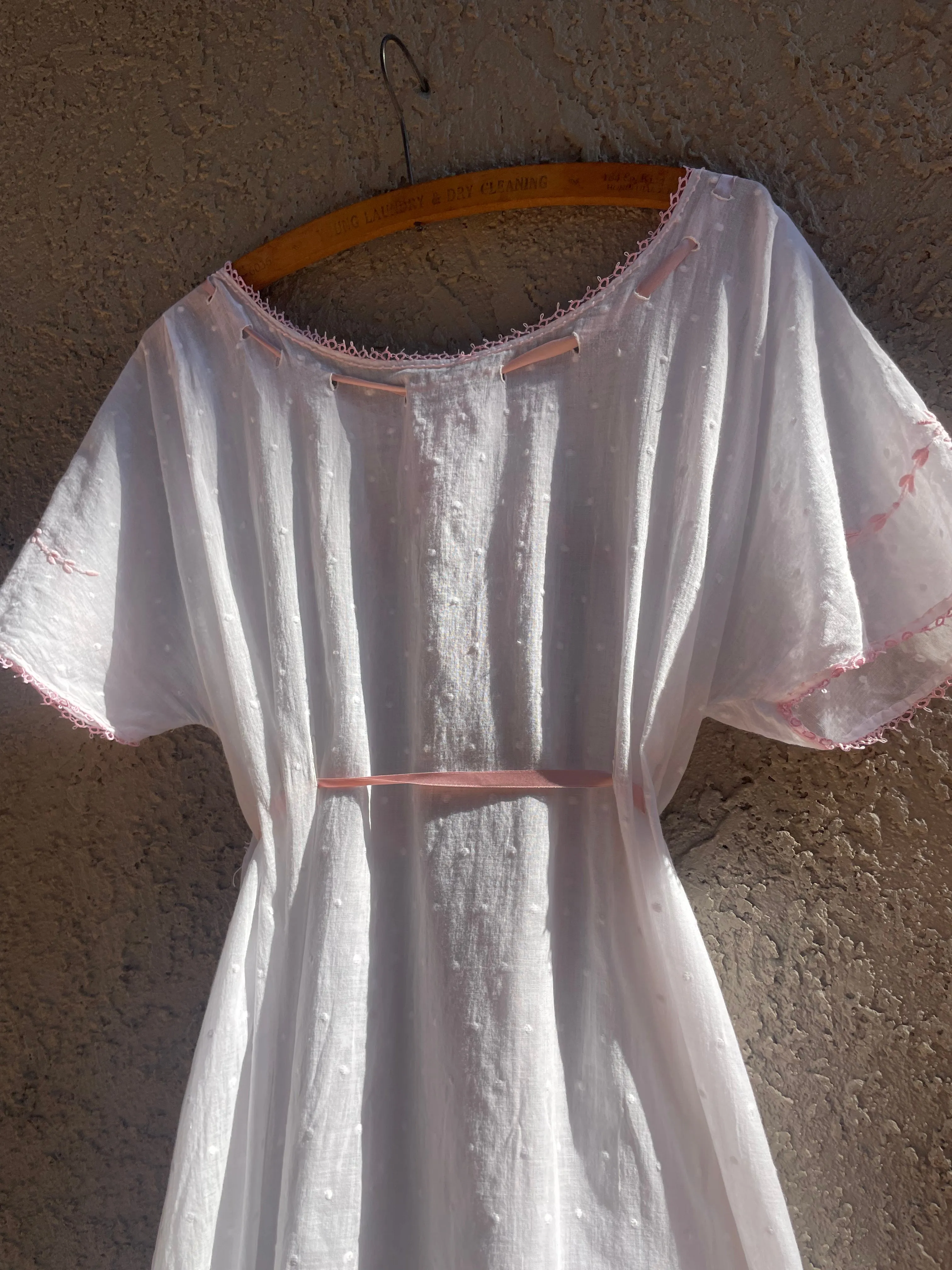 Edwardian Swiss Dot Woven Ribbon Cotton Chemise Dress