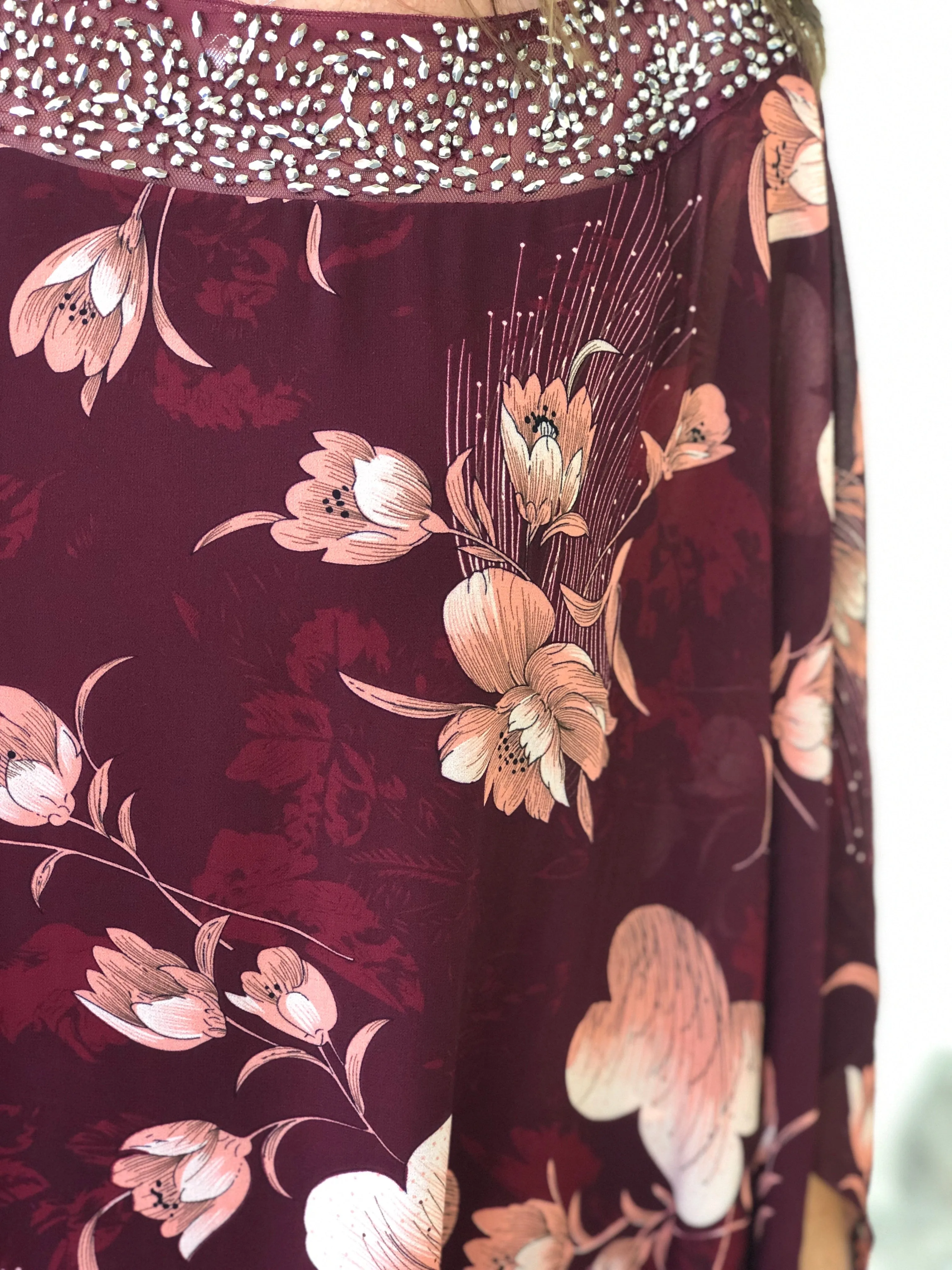 Elias Burgundy Evening Dress
