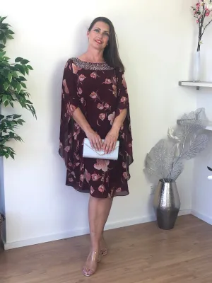 Elias Burgundy Evening Dress