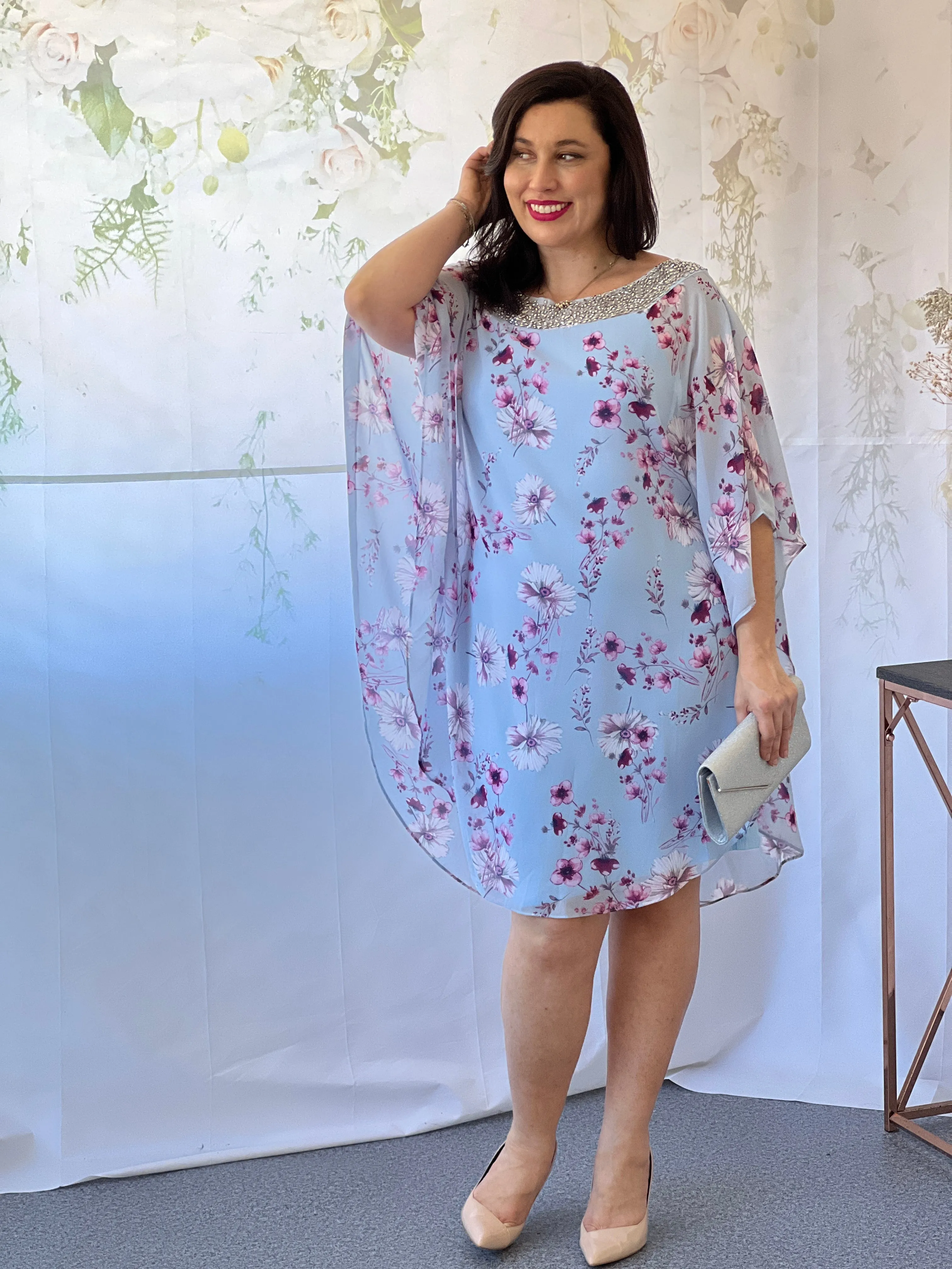 Elias Sky Floral Evening Dress