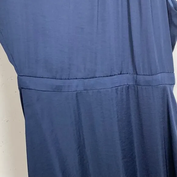 Elie Tahari Womens Blouson Ruffle Halter Midi Dress Blue Sleeveless Size 10