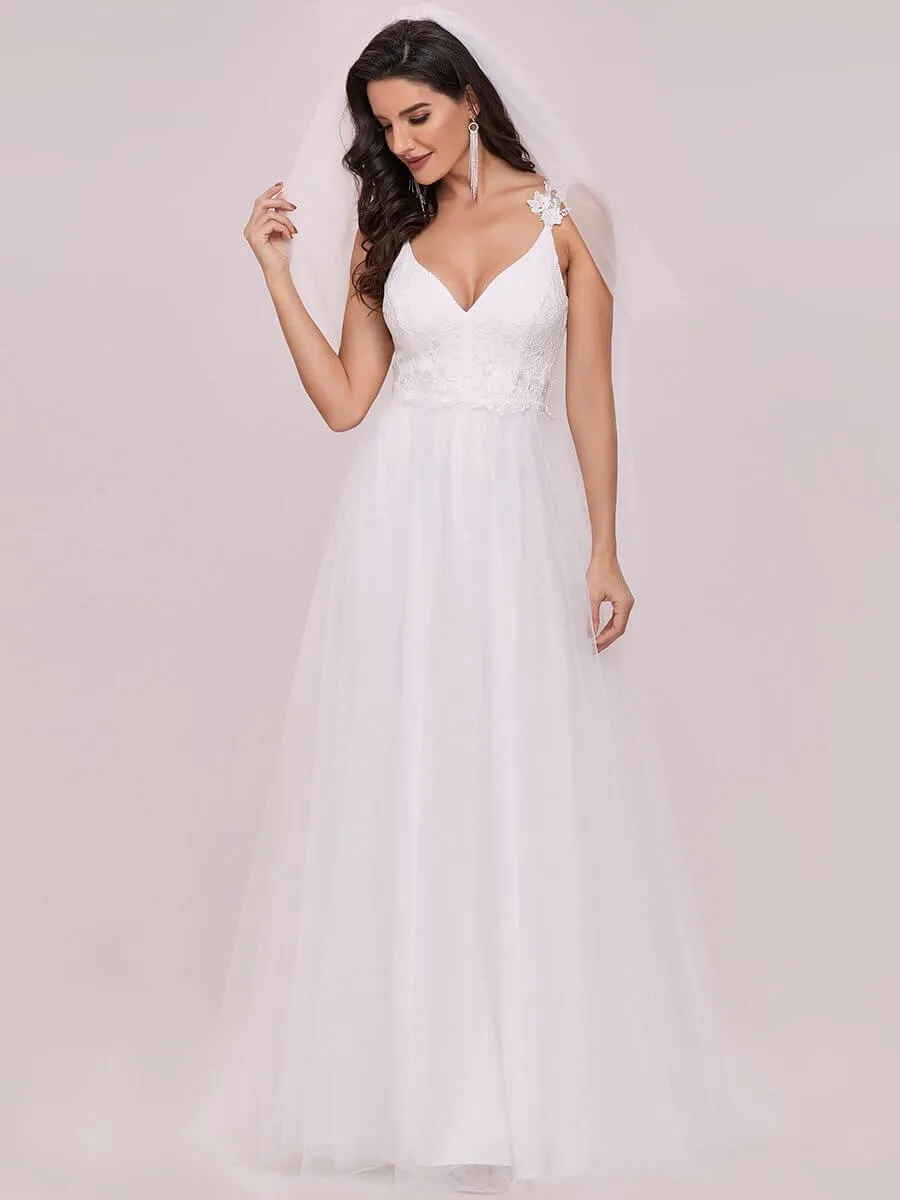Elizabeth double V neck Wedding dress in ivory