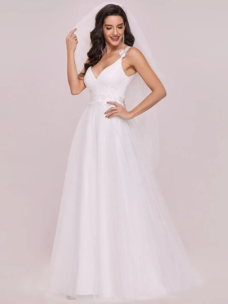Elizabeth double V neck Wedding dress in ivory