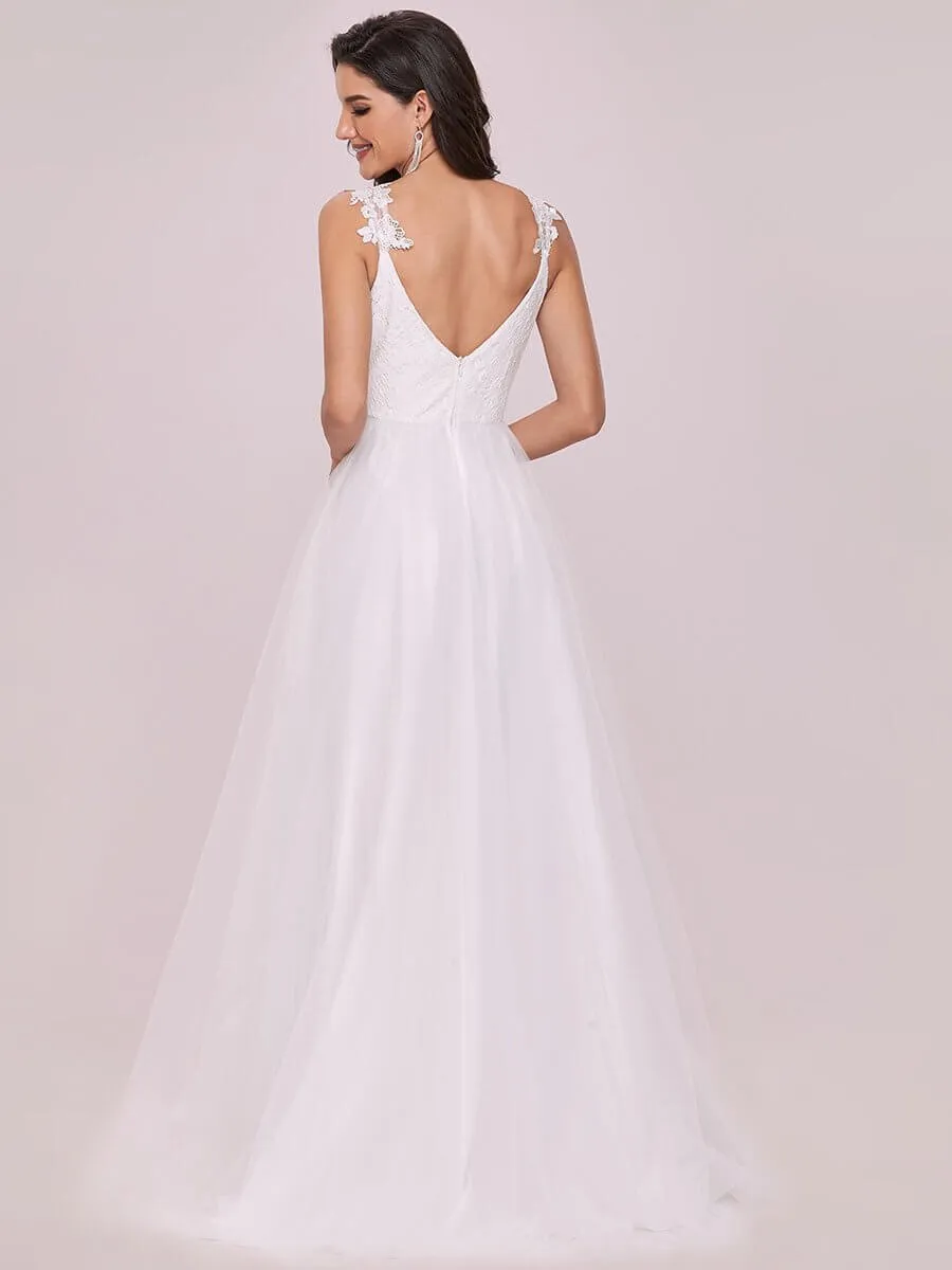 Elizabeth double V neck Wedding dress in ivory