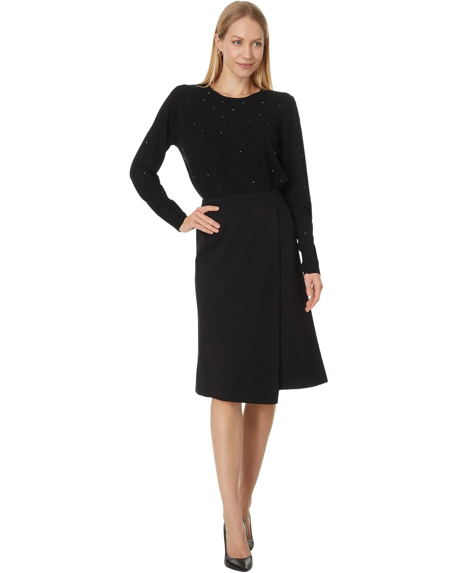 Elliott Lauren Asymmetric Ponte Knit Skirt