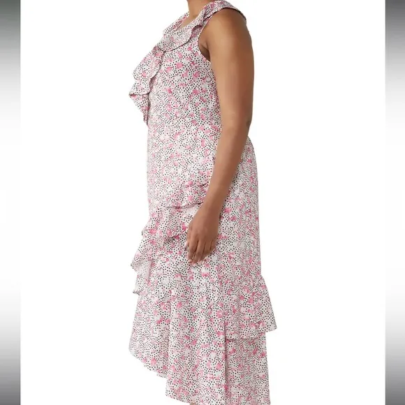 ELOQUII Asymmetrical Floral Ruffle Dress XL