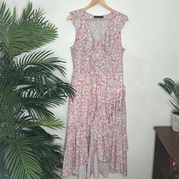 ELOQUII Asymmetrical Floral Ruffle Dress XL
