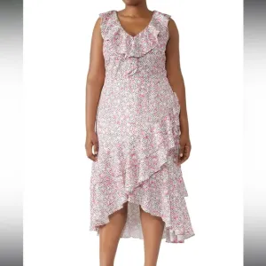 ELOQUII Asymmetrical Floral Ruffle Dress XL