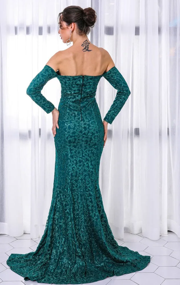 Emerald Green Sequin Gown