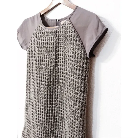 Ethereal waffle knit and chiffon sleeved dress