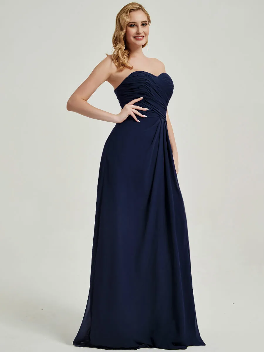 Eucalyptus Strapless Floor-Length Empire Bridesmaid Dress with Slit