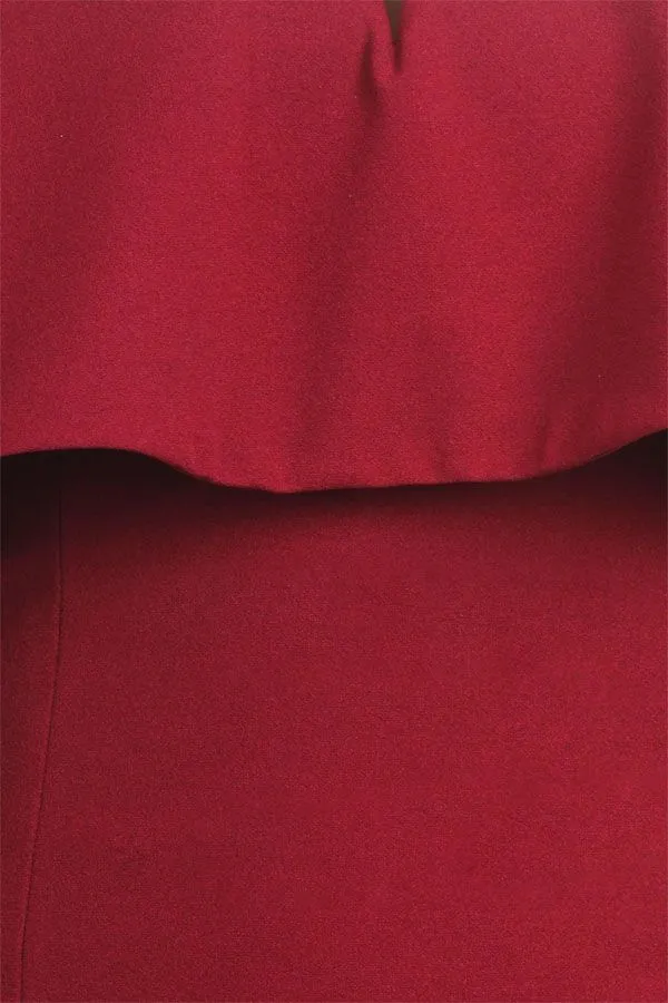 Eureka 2102 Long Dress Off Shoulder with V-Notch Ruffled Bodice