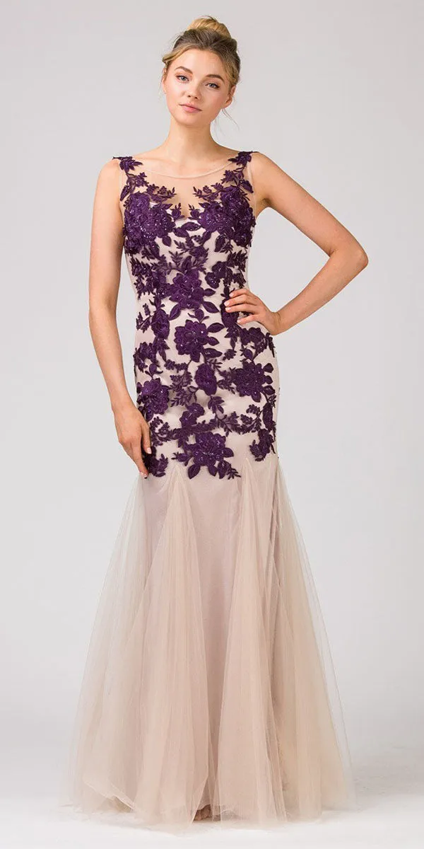 Eureka 3910 Sheath Mermaid Gown Illusion Neck Lace Embroidery