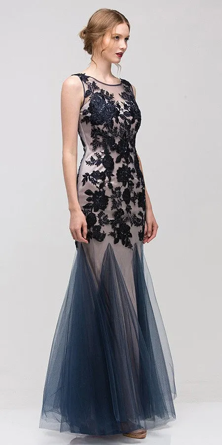 Eureka 3910 Sheath Mermaid Gown Illusion Neck Lace Embroidery