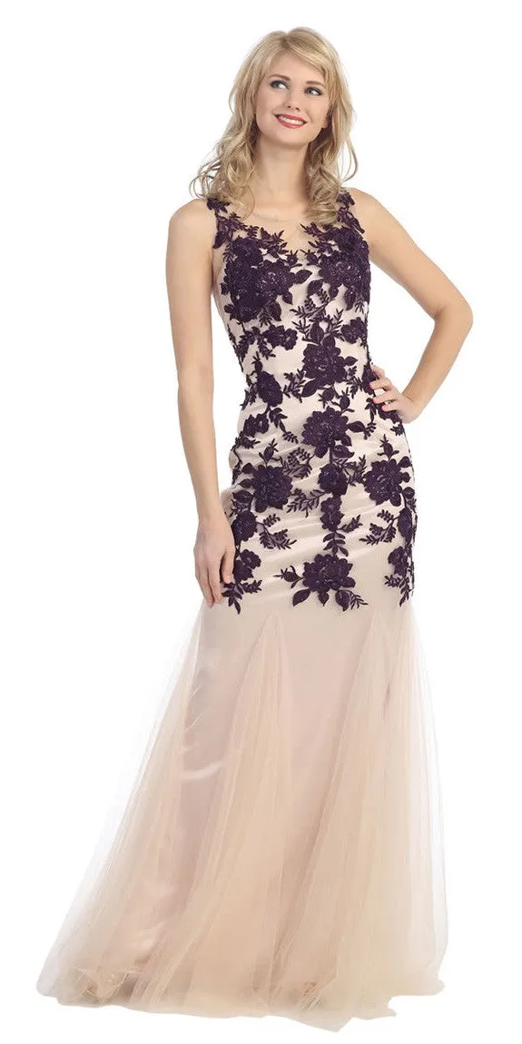 Eureka 3910 Sheath Mermaid Gown Illusion Neck Lace Embroidery