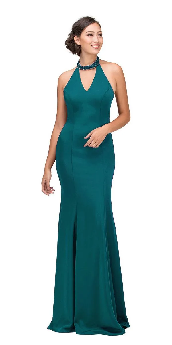Eureka 5033 Mermaid Gown with Beaded Choker-Collar