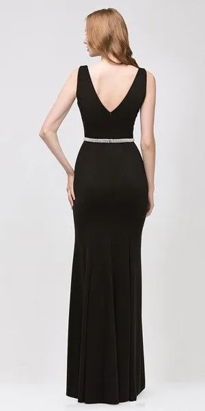 Eureka 6070 Fit and Flare Evening Gown Deep V-Neckline